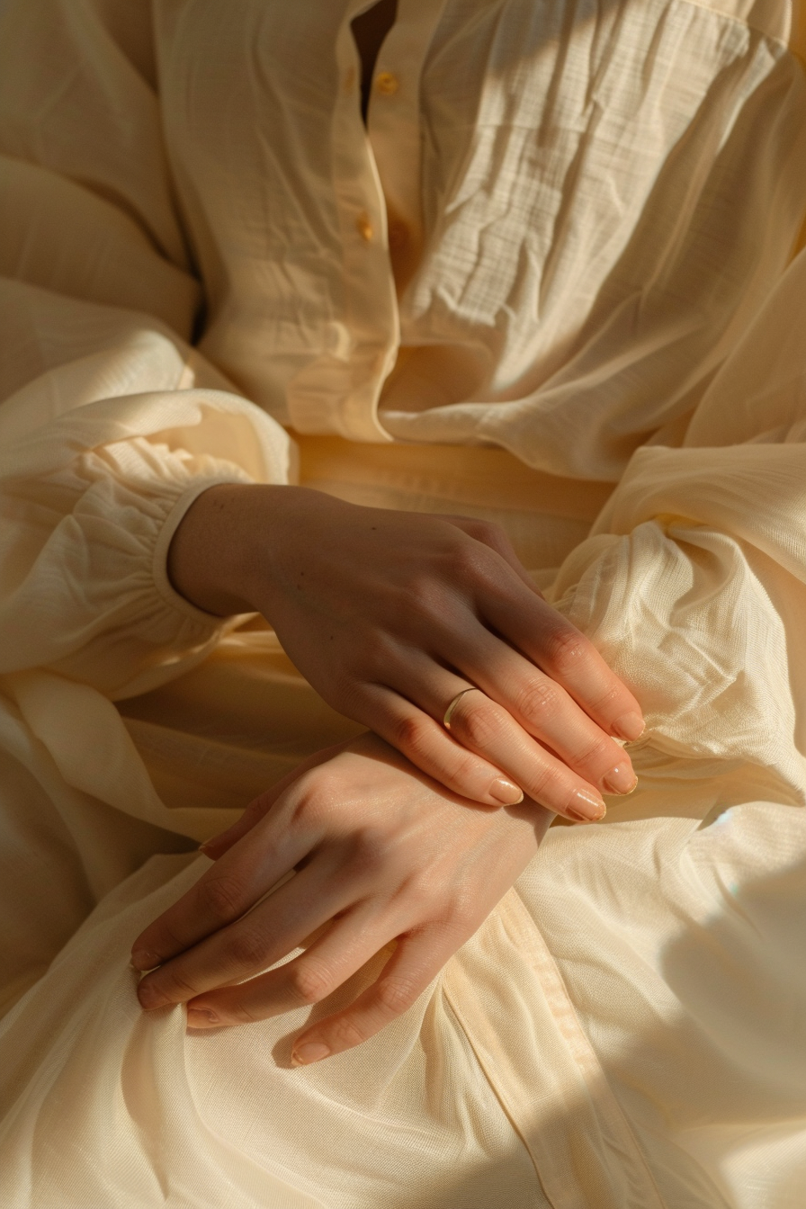 Woman resting her hands on her body